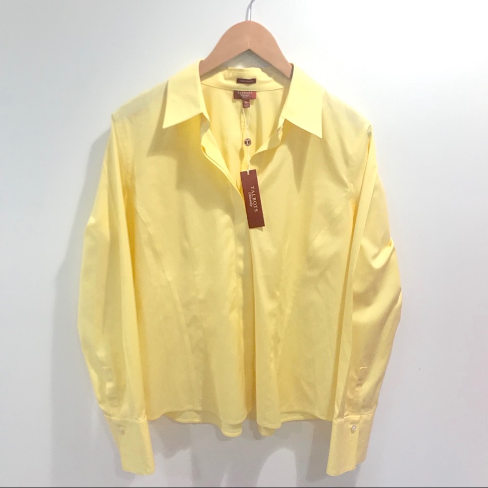 NWT Talbots Yellow Button Down Shirt. 16 Petite